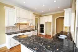 Black Granite kitchen white cabinets - Richmond VA Colonial Granite